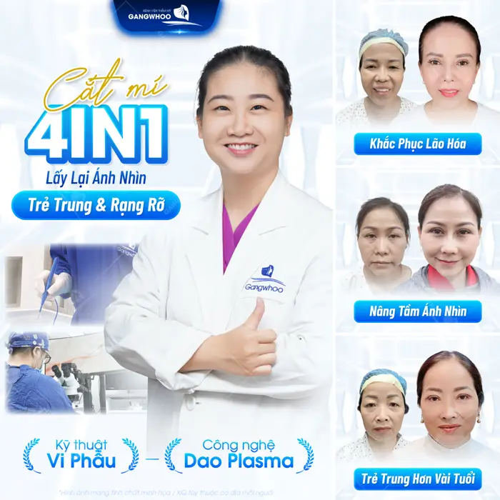 Cắt mí 4 In 1 lấy lại ánh nhìn trẻ trung và rạng rỡ khắc phục đôi mắt lão hóa và già nua hiệu quả
