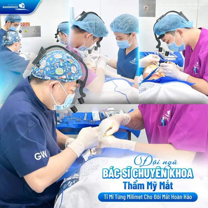 Đội ngũ bác sĩ chuyên khoa thẩm mỹ mứt tại bệnh viện thẩm mỹ Gangwhoo tạo hình tỉ mỉ từng milimet