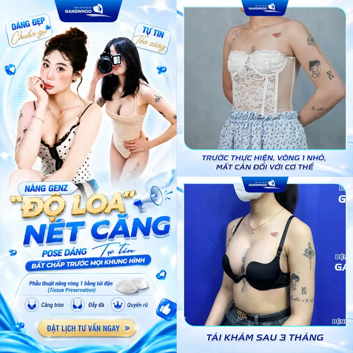 Nàng GenZ độ loa nét căng tự tin Pose dáng cực sexy sau combo nâng cấp vòng 1 tại Gangwhoo