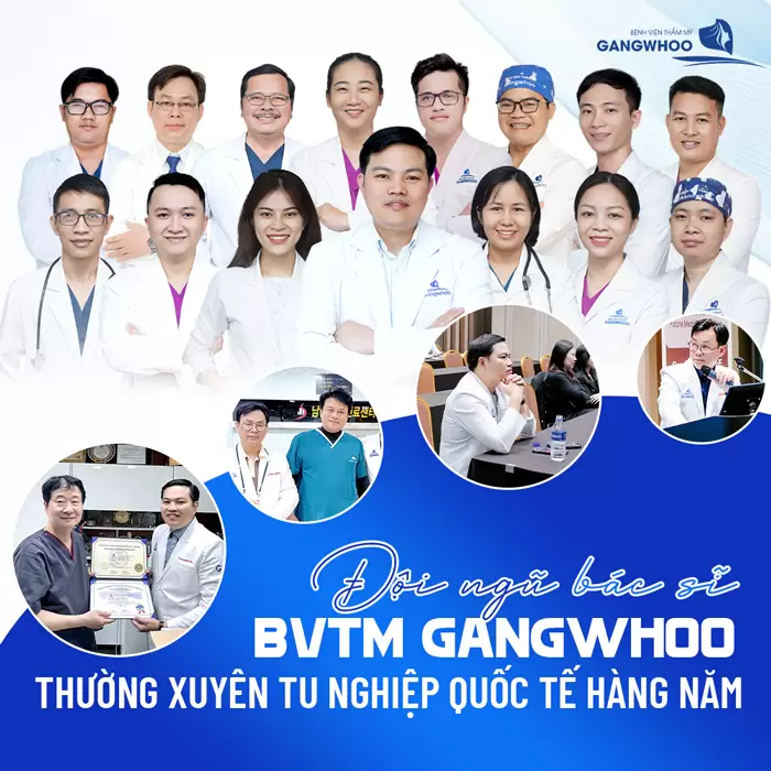 Xóa Rãnh Mũi Má An Toàn, Không Phẫu Thuật, Ít Tốn Kém 9 Đội ngũ bác sĩ tại BVTM Gangwhoo thường xuyên tu nghiệp quốc tế hàng năm