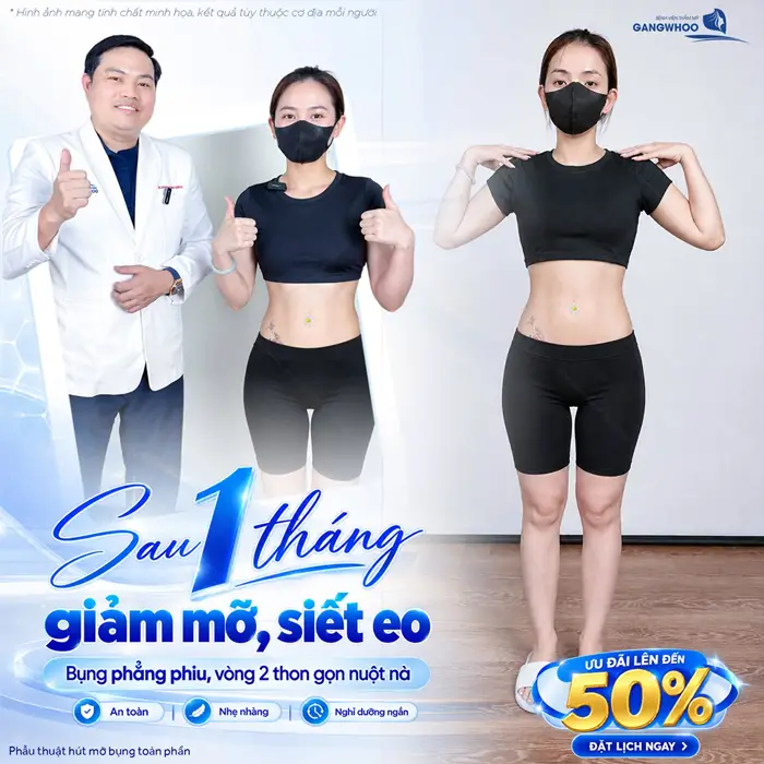 Kết quả sau 1 tháng giảm mỡ, siết eo bụng phẳng phiu vòng 2 thon nuột sau thực hiện
