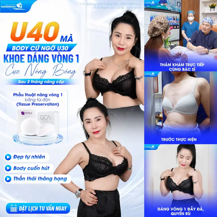 U40 mà body cứ ngỡ U30 khoe dáng vòng 1 cực nóng bỏng sau 2 tháng nâng cấp vòng 1 bằng túi độn