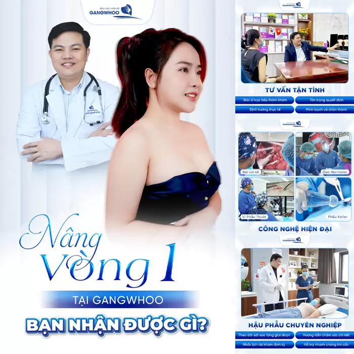 Nâng Ngực Nội Soi Túi Nano Chip Công Nghệ Harmonic Hàn Quốc 18 Nâng vòng 1 tại BVTM Gangwhoo an toàn, chuẩn hóa không lo nguy hiểm