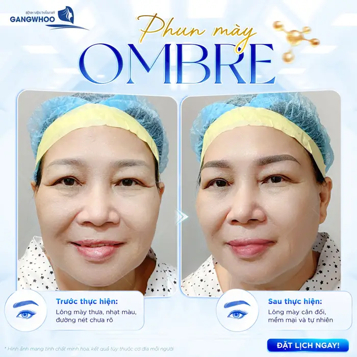 Phun mày Ombre lông mày cân đối, mềm mại và thêm tự nhiên hài hòa