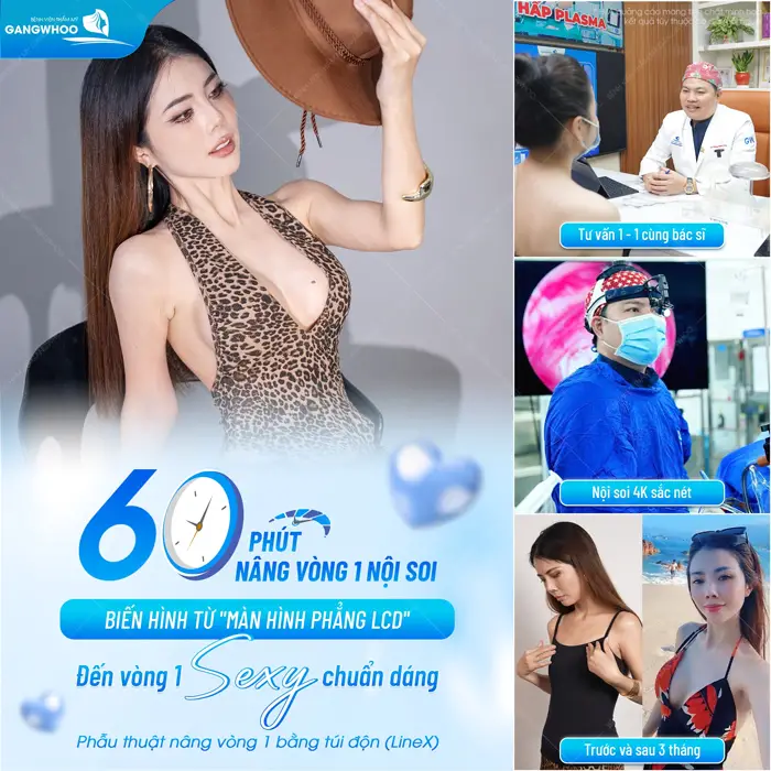 60 phút nâng vòng 1 nội soi biến hình từ "màn hình phẳng" đến vòng 1 sexy đẹp chuẩn dáng 