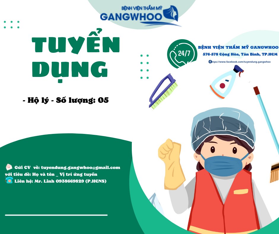 Bệnh viện thẩm mỹ Gangwhoo tuyển dụng vị trí Hộ lý