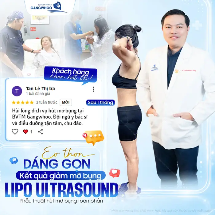 Eo thon dáng gọn kết quả giảm mỡ bụng Lipo Ultrasound sau 1 tháng đã dành lời khen cho chất lượng dịch vụ tại Gangwhoo