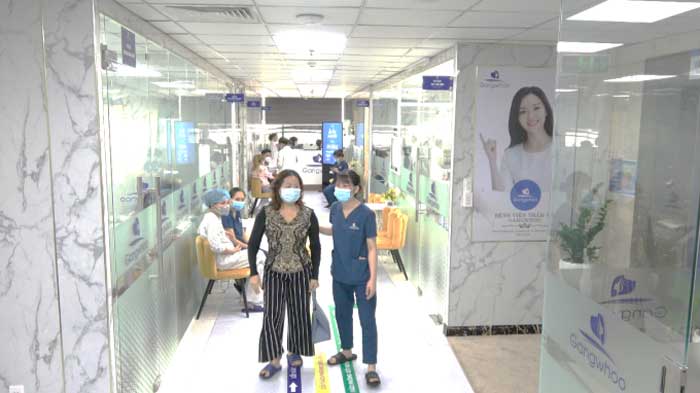 Khu vực chăm sóc khách hàng trước phẫu thuật tại Bệnh viện Thẩm mỹ Gangwhoo.