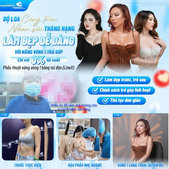 Độ loa căng tràn nhan sắc đẹp thăng hạng làm đẹp dễ dàng với vòng 1 đẹp xuất sắc chỉ với 0% lãi suất