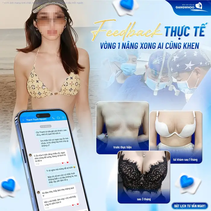 Nâng Ngực Nội Soi Ở Đâu Tốt? 10 Địa Chỉ Tốt Ở TPHCM 14 Feedback thực tế của khách hàng sau nâng cấp vòng 1 ai gặp cùng khen vì quá đẹp