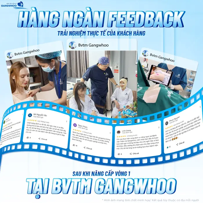 Hàng ngàm Feedback của khách hàng sau khi trải nghiệm nâng cấp vòng 1 tại BVTM Gangwhoo