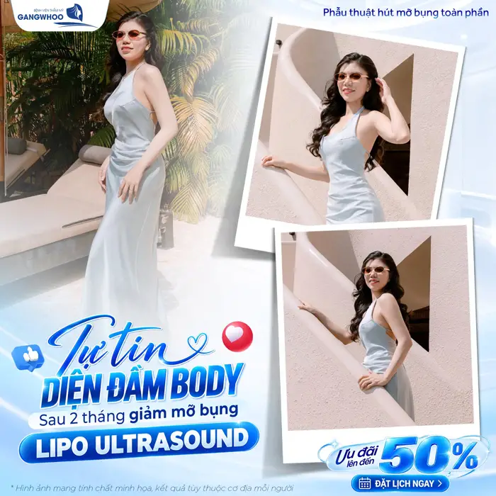 Tự tin diện đầm Body sau 2 tháng giảm mỡ bụng áp dụng công nghệ Lipo Ultrasound hiện đại 