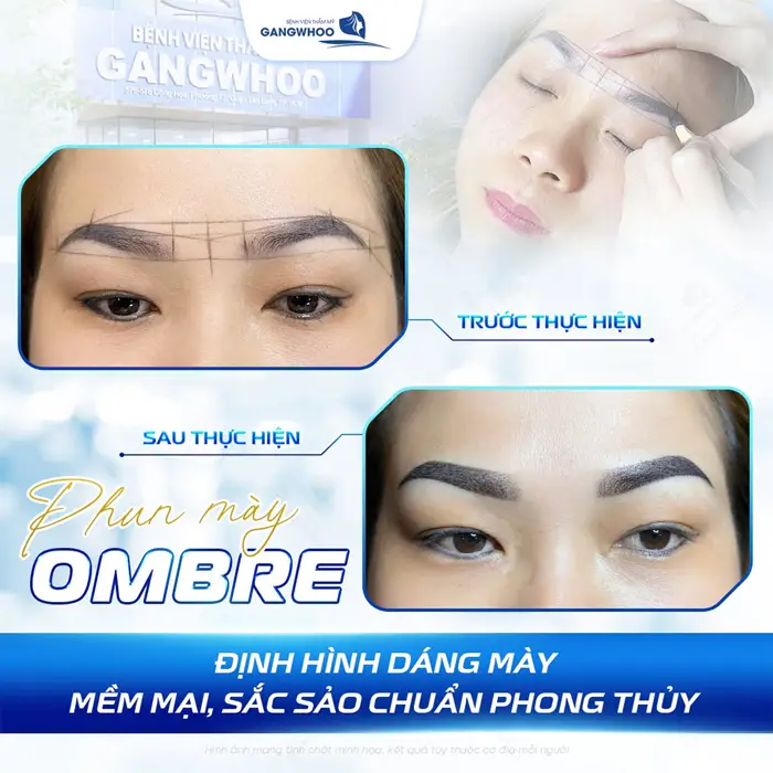 Công Nghệ Phun Mày Đẹp Tự Nhiên Theo Tiêu Chuẩn Hàn Quốc 10 Phun mày Ombre định hình dáng mày thêm mềm mại, sắc sảo và đẹp chuẩn phong thủy