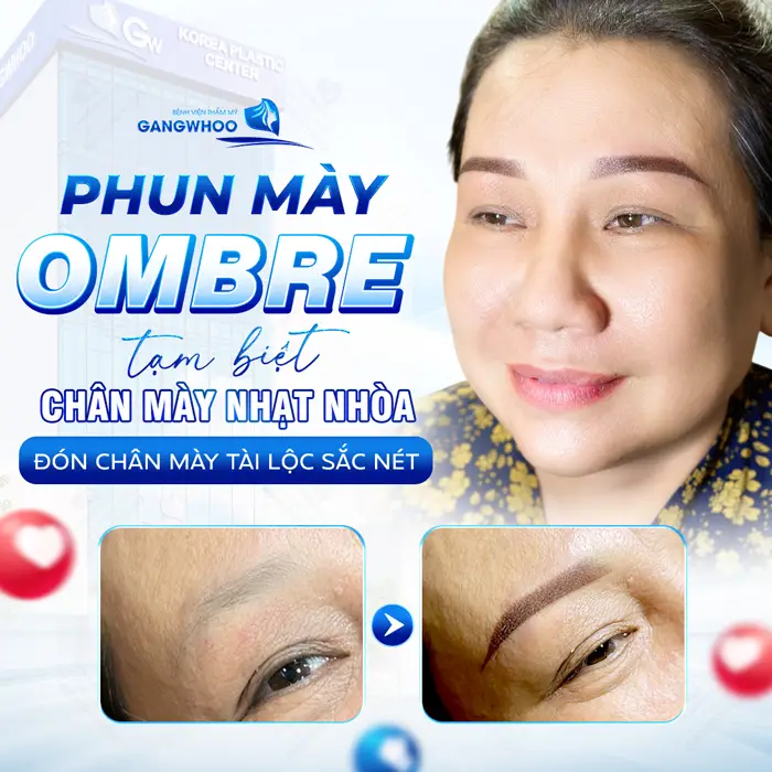Phun mày Ombre tạm biệt chân mày nhạt nhòa đón chân mày tài lộc sắc nét