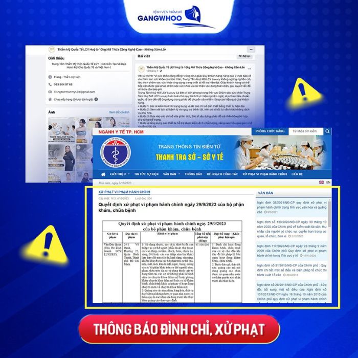 Viện Thẩm Mỹ Quốc Tế LCY Bị Đình Chỉ Hoạt Động Vì Lấy Cắp Hình Ảnh Của BVTM Gangwhoo? 3 Viện Thẩm Mỹ Quốc Tế LCY Bị Đình Chỉ Hoạt Động