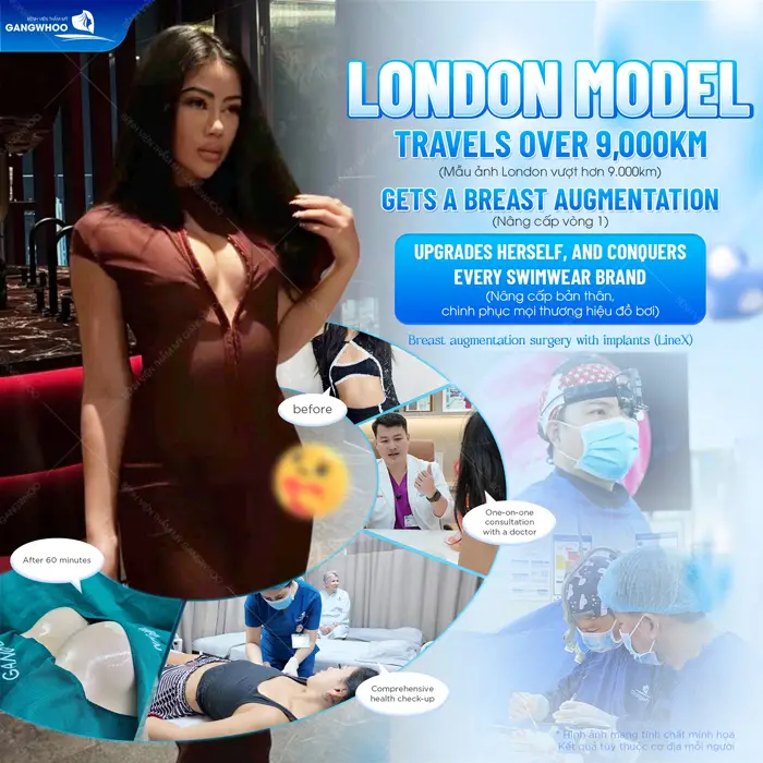 Mẫu ảnh đến từ London vượt hơn 9000 km đến Gangwhoo nâng cấp vòng 1 tự tin chinh phục các shop đồ bơi