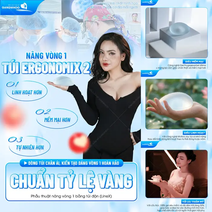 Nâng vòng 1 túi Ergonomix2 dòng túi chân ái kiến tạo dáng vòng 1 đẹp hoàn hảo đẹp chuẩn tỷ lệ vàng