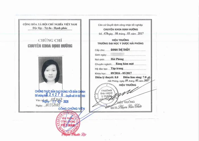 chung chi chuyen khoa dinh huong