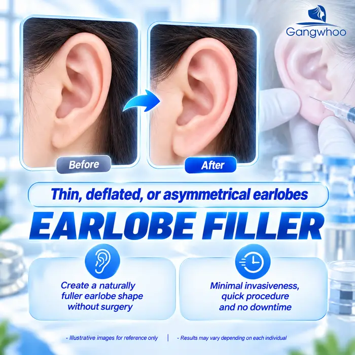 Thin earlobes, insufficient volume, or asymmetry can be treated with fortune ear filler to create the desired ear shape