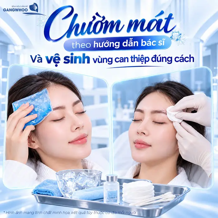 Chườm mát theo hướng dẫn của bác sĩ và vệ sinh vùng can thiệp đúng cách 