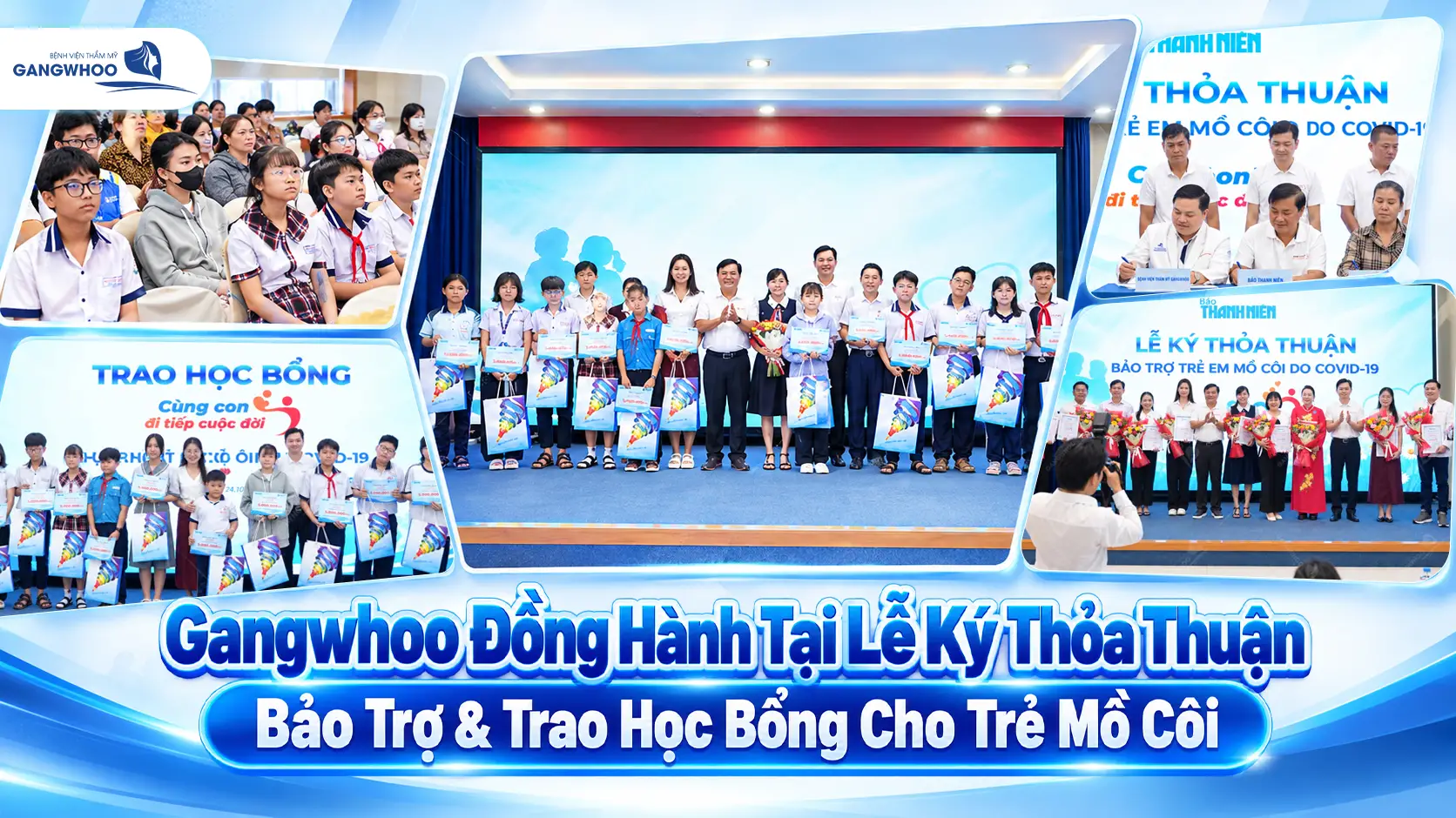 gangwhoo dong hanh tai le ky bao tro trao hoc bong cho tre mo coi